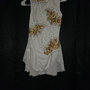 Elegant White and Gold Embellished Dress